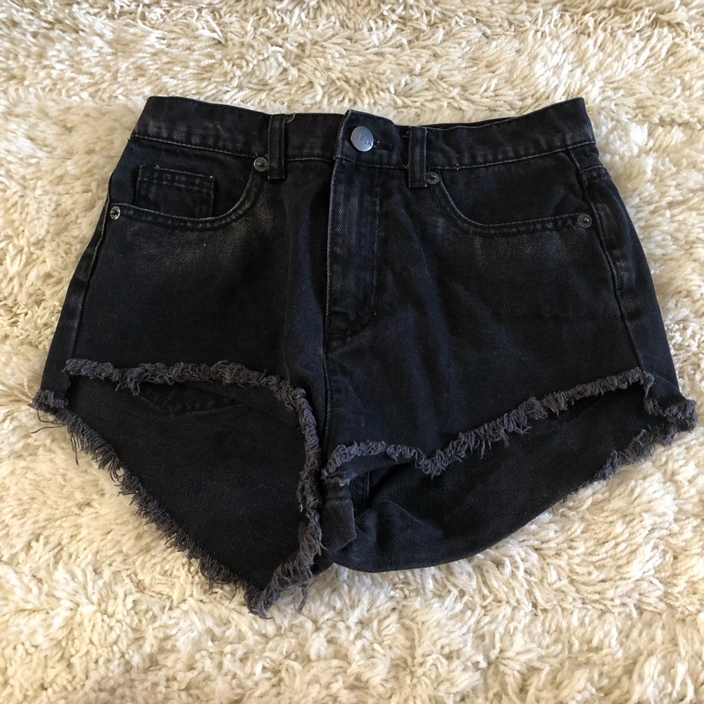 Black high waisted denim jean shorts